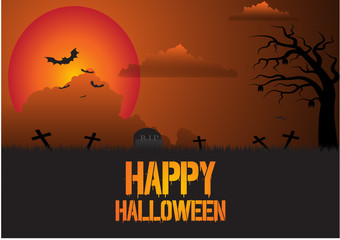 Halloween pumpkin head jack lantern with burning candles in scary deep night forest