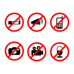 Set of Prohibition Signs vector symbols