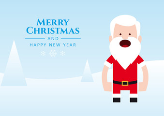 picture of winter landscape with santa claus with a wish for Christmas: Merry Christmas and happy new year