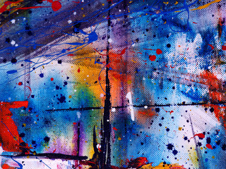 Hand draw colorful watercolor painting abstract background with texture