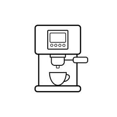 Coffee machine vector line minimal icon