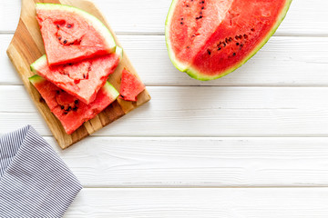 Fresh watermelon on white background top view copyspace