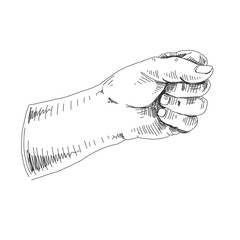 Vector hand drawn hand gestures Illustration. Detailed retro style image.