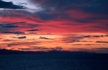 Sunset on the Adriatic Sea near Mljet island