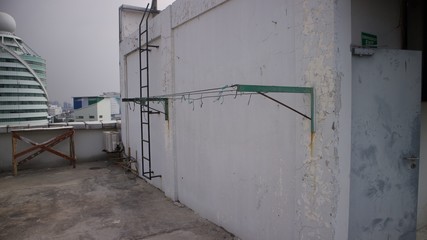 August 23, 2019 : Outdoor Steel Hanger on rooftop area in Dapenra Building, Jakarta, Indonesia