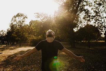 Man enjoying fresh air outdoor in the sun