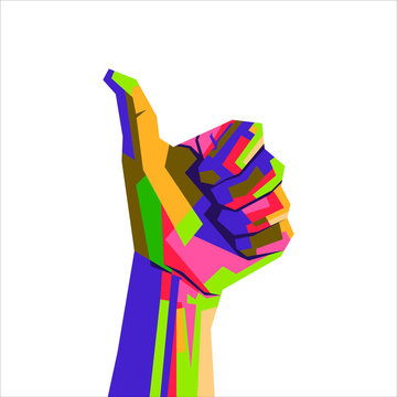 Colorful thumb up. Thumb up with WPAP (wedhas pop art portrait) style illustration