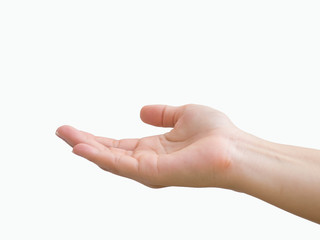 receiving hand on white background