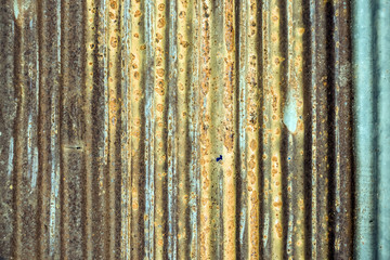 Old rusty zinc wall surface  galvanized, corrugated iron siding vintage texture background