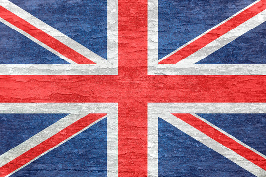 Britain flag on an old painted wooden surface.