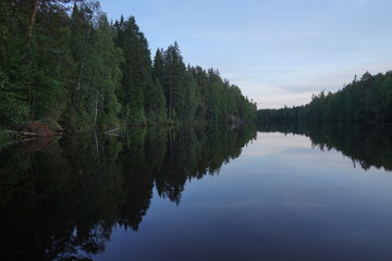 Peaceful summer evening in the lake