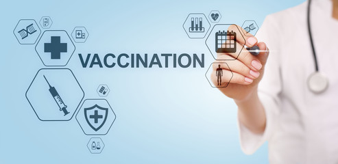 Fototapeta premium Vaccination Medical Healthcare concept of virtual screen.