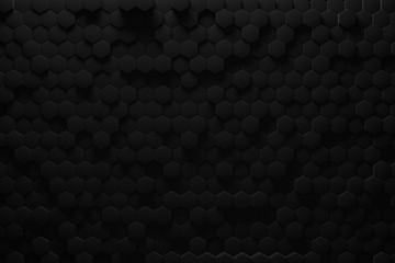 Black triangular hexagon abstract background, Grunge surface, 3d Rendering  C