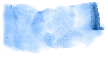 Abstract watercolor background hand-drawn on paper. Volumetric smoke elements. Blue color. For design, web, card, text, decoration, surfaces.