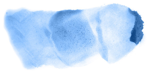 Abstract watercolor background hand-drawn on paper. Volumetric smoke elements. Blue color. For design, web, card, text, decoration, surfaces.