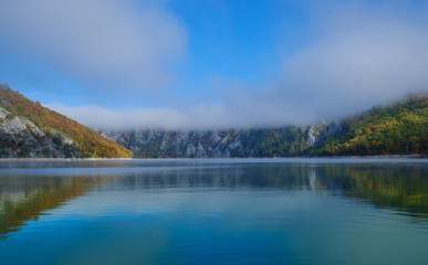 Mountain river autumn.Alaska river autumn