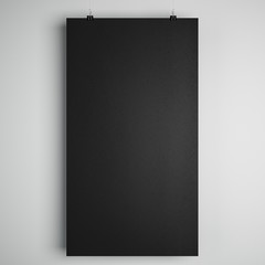 Blank black minimalistic paper list with stationery clips at light background, copyspace.