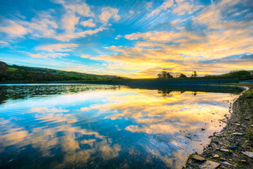 sunset over lake