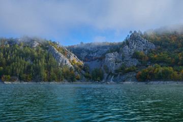 Mountain river autumn.Alaska river autumn