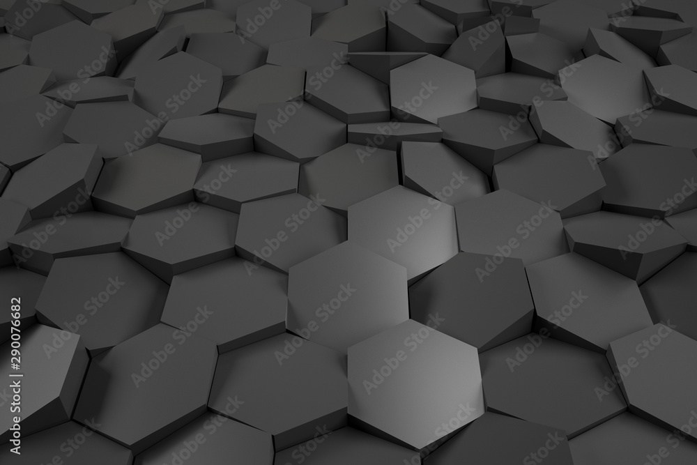 Poster abstract background with randomly located black metall cells.