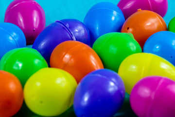 Colourful easter eggs, candies and baskets on display. Calgary, Alberta, Canada