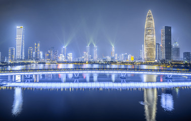 China Shenzhen Bay Houhai CBD Building Skyline Night Scene