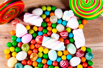  many delicious candies of various colors