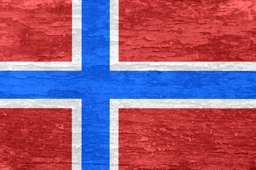 Fototapeta premium Norway flag on an old painted wooden surface.