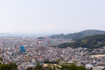 Naklejka premium The overlooking from Matsuyama castle / 松山城から市街を眺める