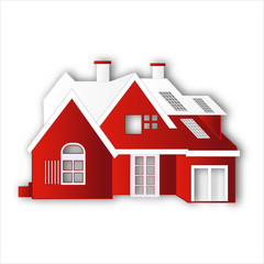 red house isolated on white background as christmas , icon and logo design concept. vector illustration.