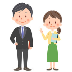 教師　男女　全身イラスト