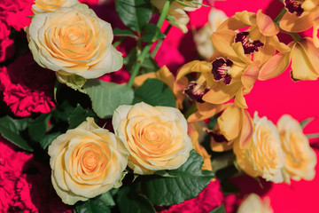 background of different beautiful flowers