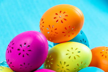 Colourful easter eggs, candies and baskets on display. Calgary, Alberta, Canada