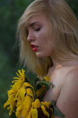 portrait of young woman with flowers