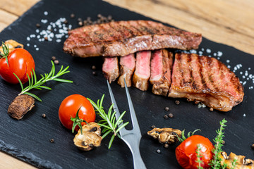 Steaks from fresh meat