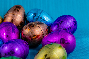 Colourful easter eggs, candies and baskets on display. Calgary, Alberta, Canada
