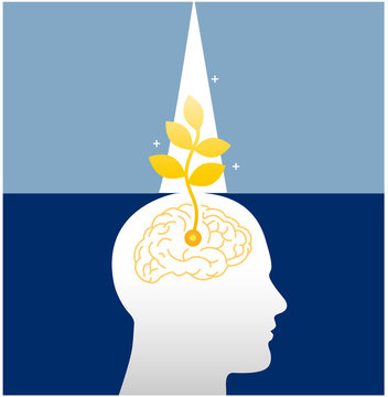 Growth Mindset Skills Icon Growing Plant From The Brain