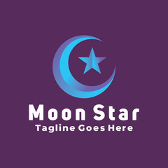 Moon Star Logo design with Gradient Emblem vector concept and Modern icon. Moonlight   Symbol. Logo for Company and Business.