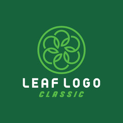 Leaf Circle Logo design. Line Emblem vector concept and Modern icon. Luxury Symbol. Logo   for Company and Business.