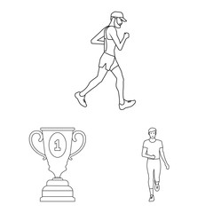 Vector illustration of exercise and sprinter logo. Set of exercise and marathon stock symbol for web.