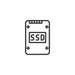 SSD drive line icon. Storage disk linear style sign for mobile concept and web design. Solid state drive outline vector icon. Symbol, logo illustration. Vector graphics