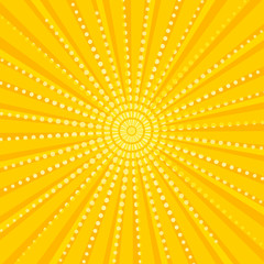 Retro comic rays yellow dots background. Vector illustration in pop art retro style
