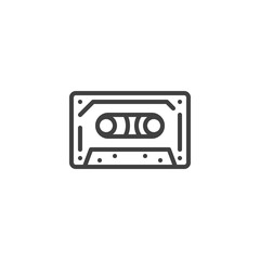Cassette tape line icon. linear style sign for mobile concept and web design. Audio cassette outline vector icon. Symbol, logo illustration. Vector graphics