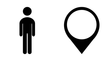 Man icon, pointer icon vector design. Couple of icons united by one topic