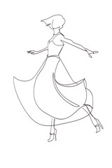 VECTOR graphic with beautiful young girl model for design. Fashion, style, youth, beauty, . Graphic, sketch drawing. Sexy woman. dress.