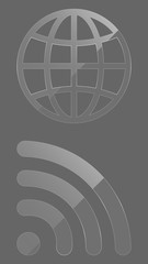 Wi-fi icon and globe icon vector design. Couple of icons united by one topic