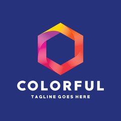 Colorful Hexagon Logo design. Monochrome Emblem vector concept and Modern icon.   Adventure Symbol. Logo for Company and Business
