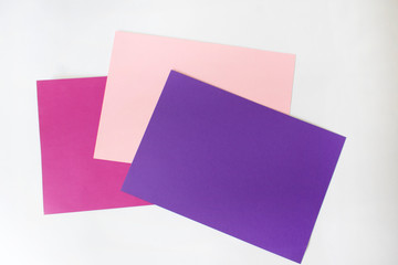 three piece of colorful paper notes on white background