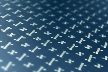 Lettering white on dark blue practice writing worksheet. Handwriting symbol filling pattern....