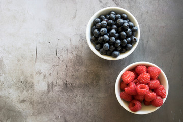 Bowl of Raspberries and Blueberries